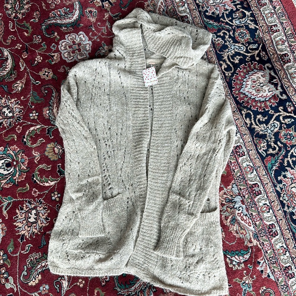 BNWT Free People Lemon Drop Alpaca cardigan, ivory, size XS